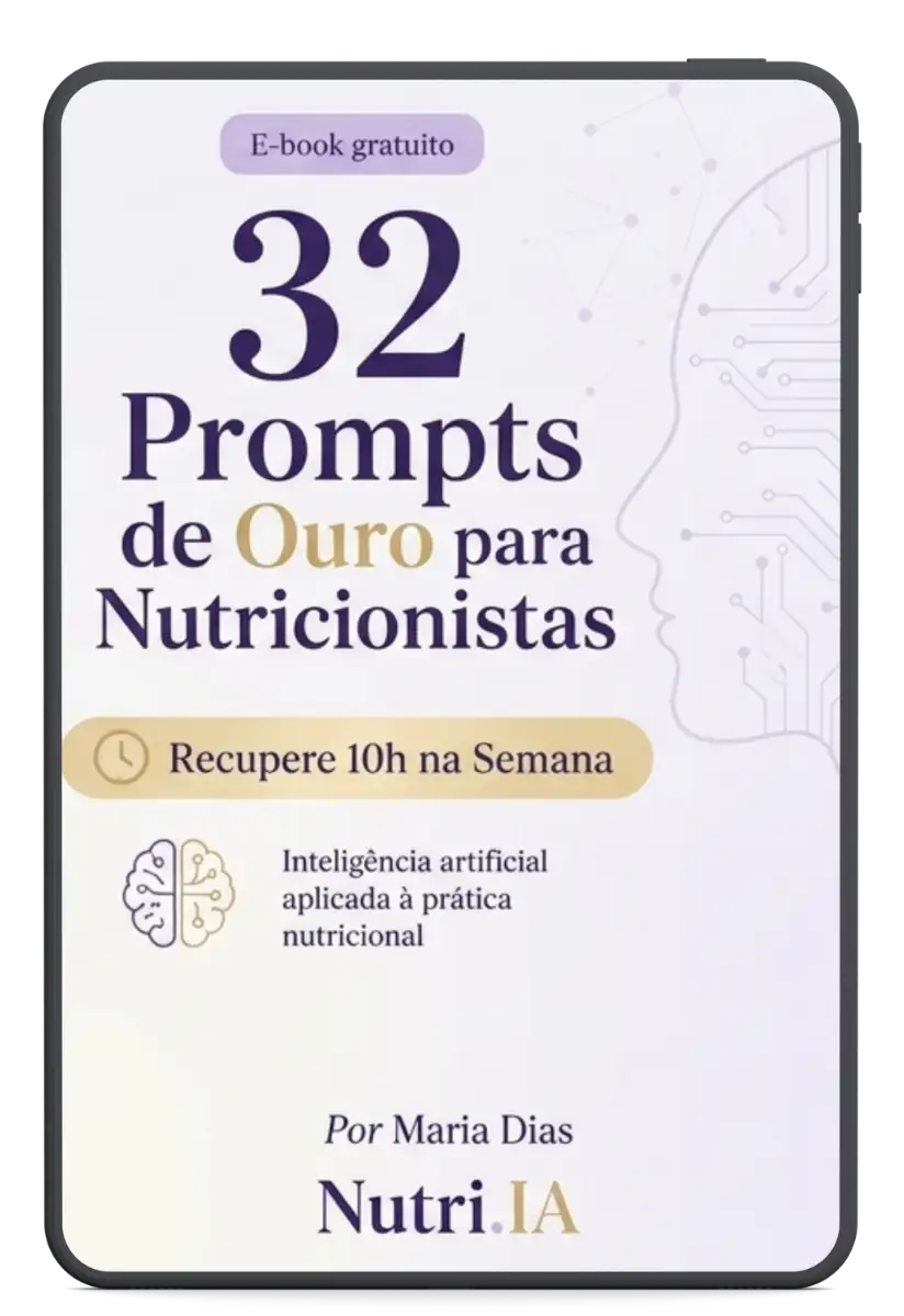 Mockup do e-book gratuito 32 Prompts de Ouro para Nutricionistas